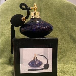 Elegant Blue & Gold Glass Perfume Atomizer